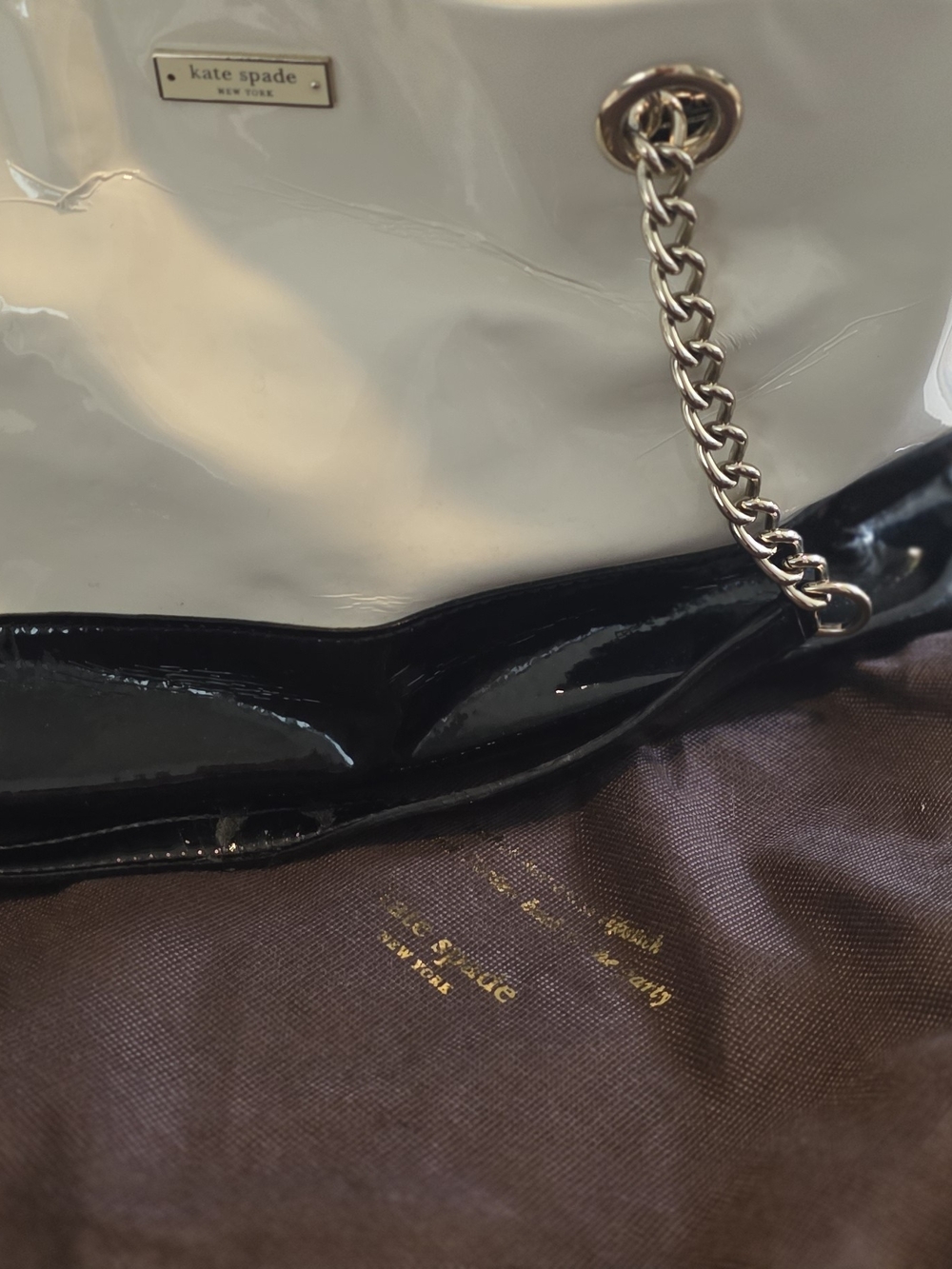 Kate Spade Black & Cream Patent Shoulder Tote